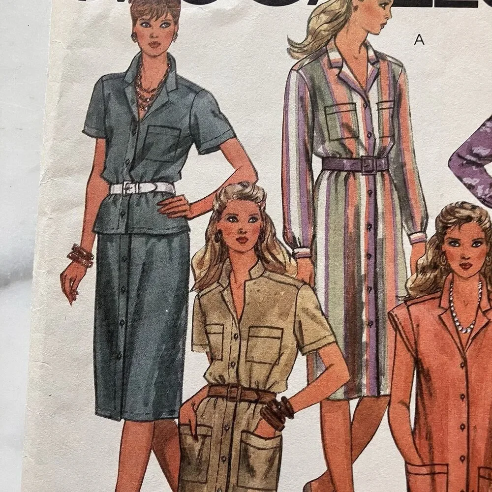 Vintage McCall’s Pattern 8940 Women’s Favorite Dress Shirt & Skirt Size 14 Uncut